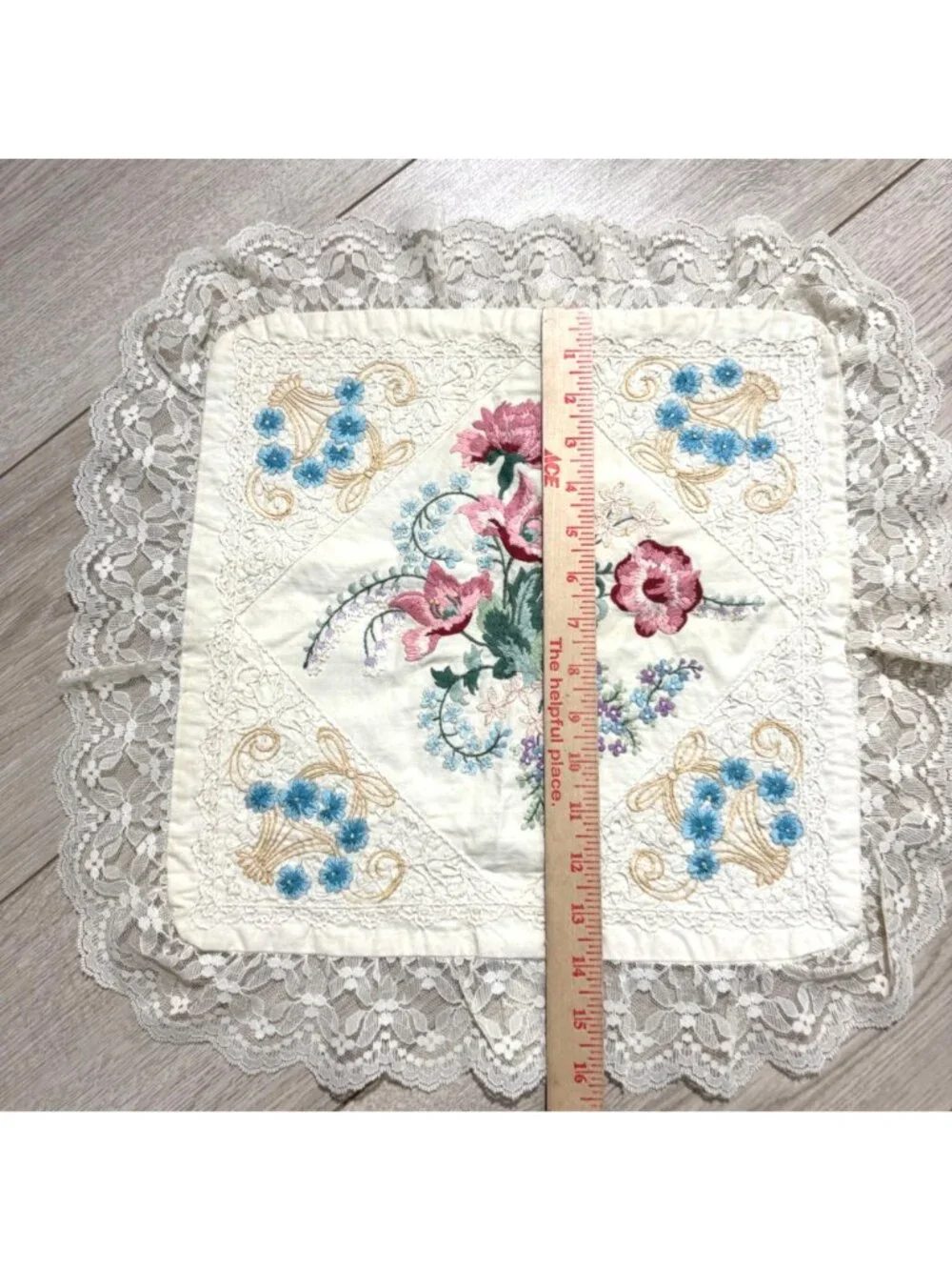 Candamar Designs Pillowcase Candlewicking Embroidery Vintage Victorian Floral - Picture 8 of 8